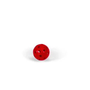 Balle de floorball souple avec trous – rouge, Ø 7 cm